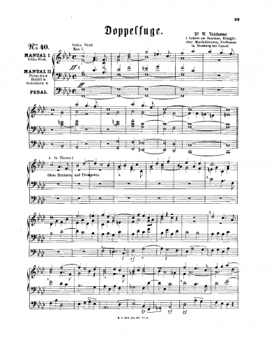 Volckmar - Doppelfuge in F minor - Score