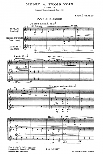 Caplet - Messe - Score