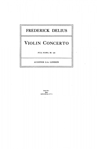 Delius - Violin Concerto - Score