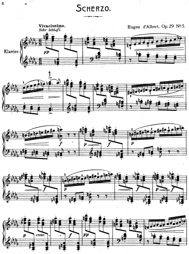 Albert - 5 Bagatelles, Op. 29 - Piano Score - 5. Scherzo