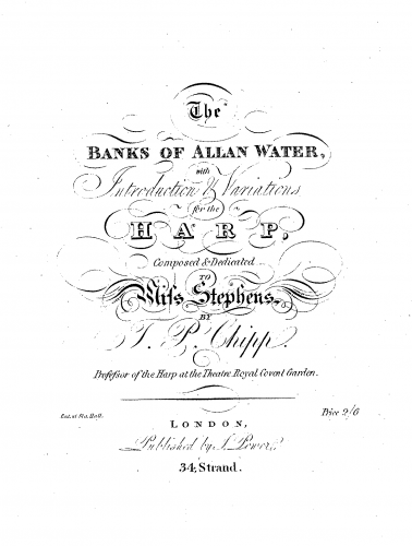 Chipp - The Banks of Allan Water, with Introduction & Variations for Harp - Score
