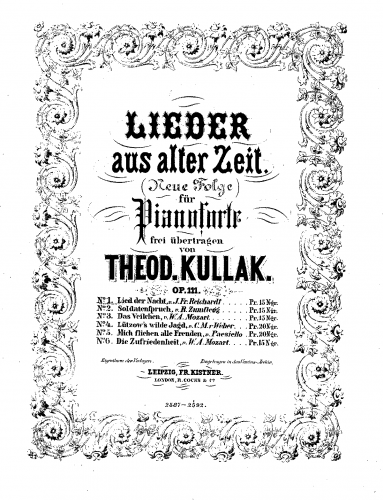 Kullak - Lieder aus alter Zeit, Op. 111 - Score