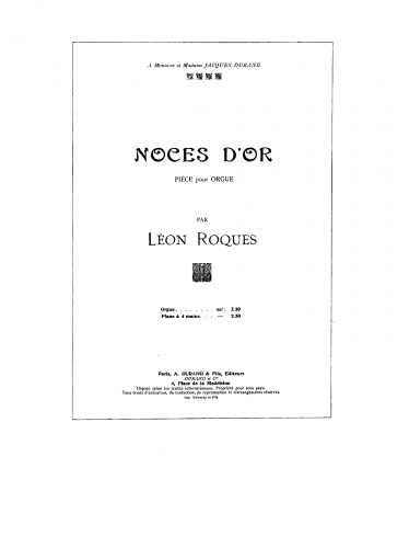 Roques - Noces d'or - Score