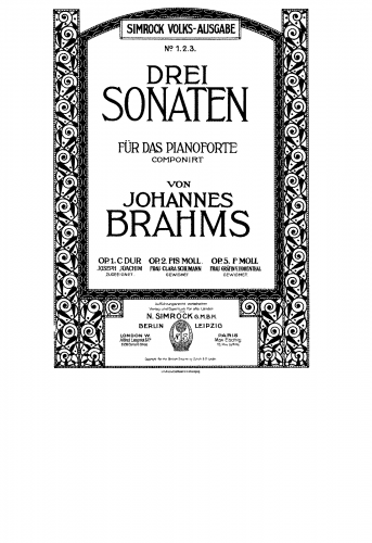 Brahms - Piano Sonata No. 2 in F♯ minor - Piano Score - Score