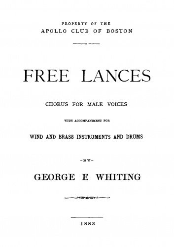 Whiting - Free Lances - Vocal Score - Score