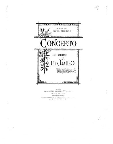 Lalo - Piano Concerto - For 2 Pianos - Score