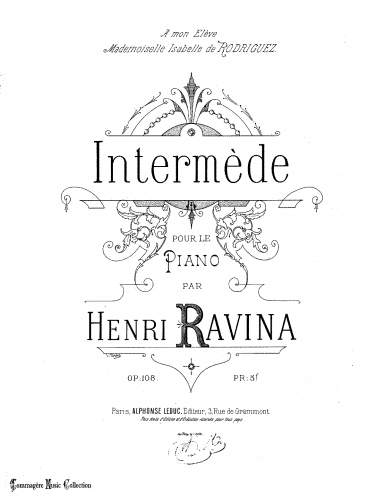 Ravina - Intermède - Score