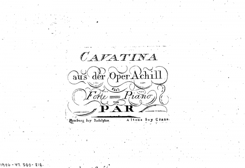 Paër - Achille - Vocal Score Cavatina (''Quel fuoco tenero'') - Score