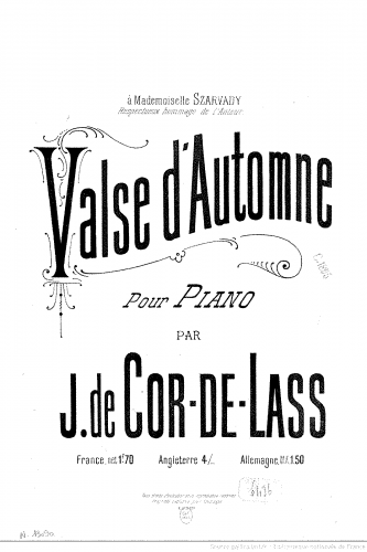 Cor-de-Lass - Valse d'automne pour piano - Score