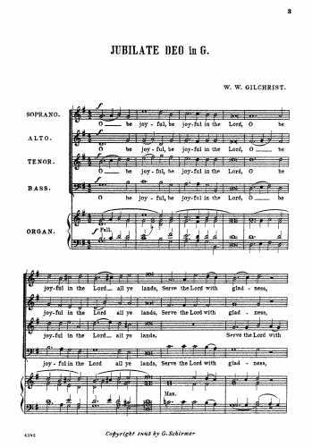 Gilchrist - Jubilate Deo in G major, Schleifer 112 - Score
