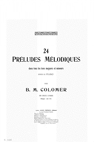 Colomer - 24 Préludes mélodiques dans tous les tons majeurs et mineurs