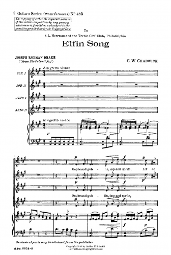 Chadwick - Elfin Song - Score