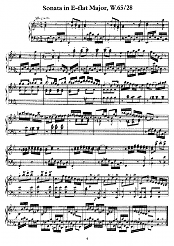 Bach - Sonata in E-flat, Wq.65/28 - Score