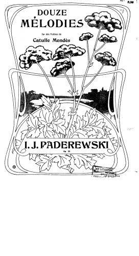 Paderewski - 12 Mélodies, Op. 22 - Score