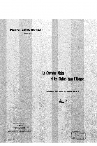 Coindreau - Le chevalier moine et les diables dans l'abbaye - For Piano 4 hands - Score