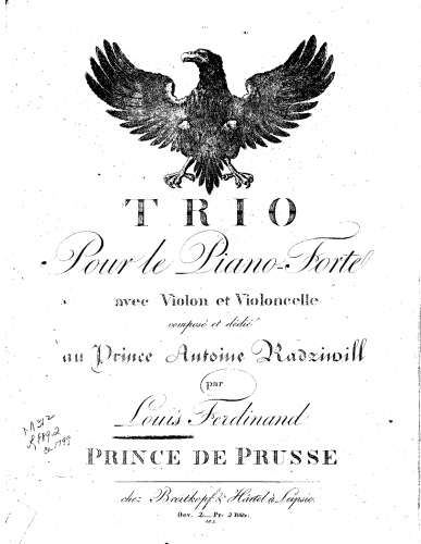 Louis Ferdinand - Trio für Pianoforte, Violine, und Violoncell in As dur - Scores and Parts