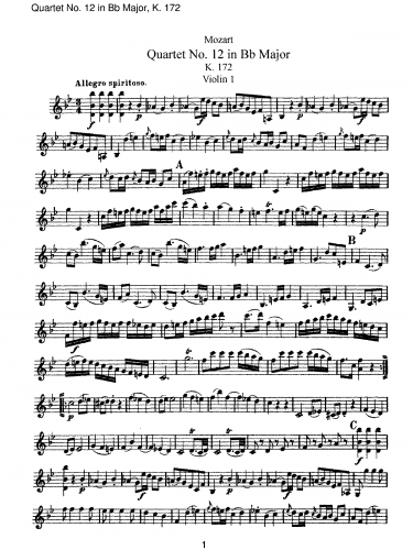 Mozart - String Quartet No. 12
