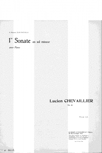Chevaillier - Sonate nÂ°1, Op. 26 - Score