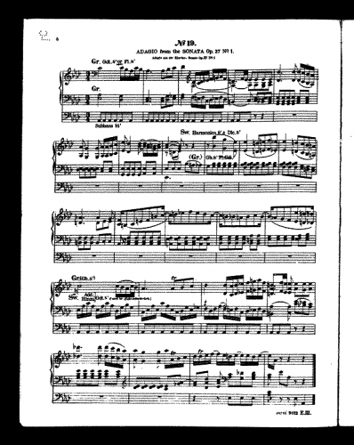 Beethoven - Piano Sonata No. 13 - Adagio For Organ Solo (André) - Score