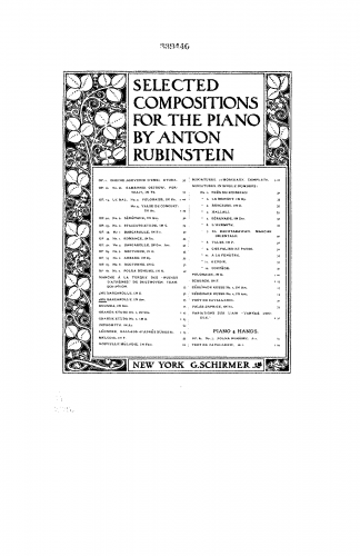 Rubinstein - Verschiedene Stücke, Op. 93 - Piano Score - Cah.4. Barcarolle No. 5