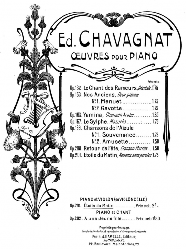 Chavagnat - Etoile du Matin Romance, Op. 201 - Score