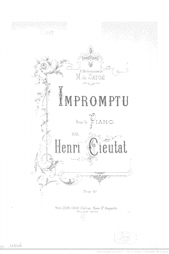 Cieutat - Impromptu pour piano - Score