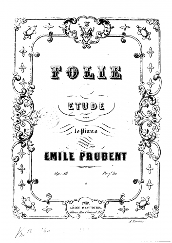 Prudent - Folie, Op. 56 - Piano Score - Score