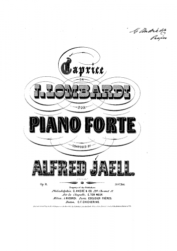 Jaëll - Caprice on J. Lombardi, Op. 11 - Score