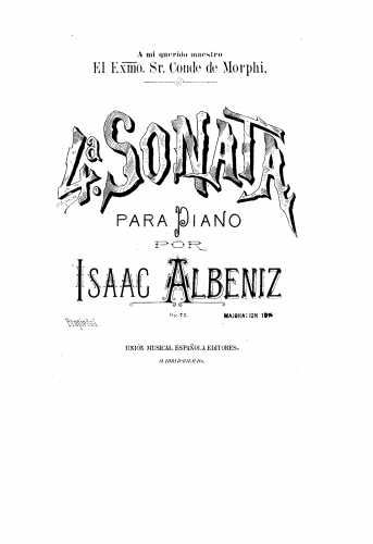 Albéniz - Piano Sonata No. 4 in A major, Op. 72 - Piano Score - Score