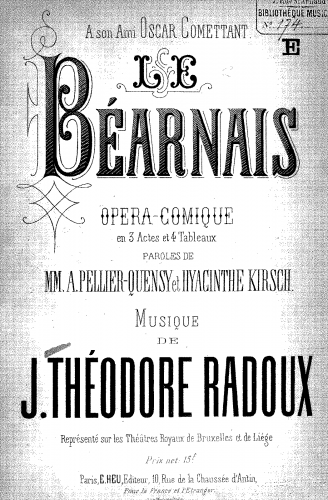 Radoux - Le Béarnais - Vocal Score 1868 Revision - Score