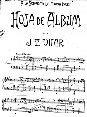 Vilar - Hoja de Álbum - Score