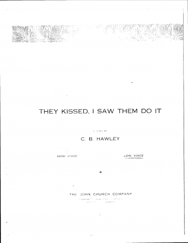 Hawley - They Kissed, I Saw Them Do It - Low voice - Score