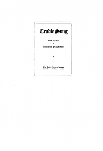 MacFadyen - Cradle Song - Score