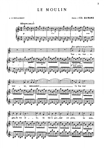 Pierné - Le moulin - Score (Low Voice)