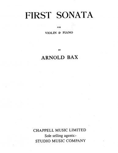 Bax - Violin Sonata No. 1 in E major - Score and part