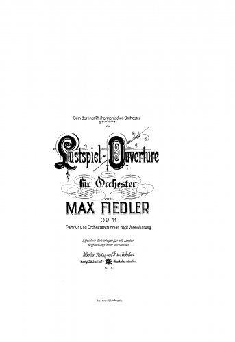 Fiedler - Lustspiel Overture, Op. 11 - Full Score - Score