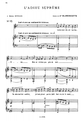 Pierné - L'adieu suprème - Score