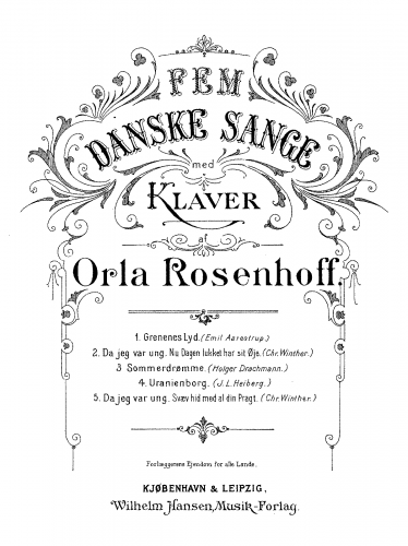Rosenhoff - Fem Danske Sange - Score