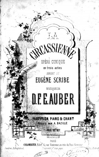 Auber - La circassienne - Vocal Score - Score