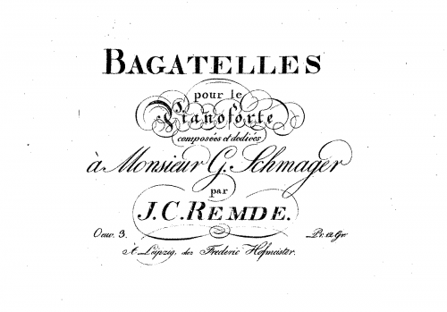 Remdé - Bagatelles pour le Pianoforte, Op. 3 - Score