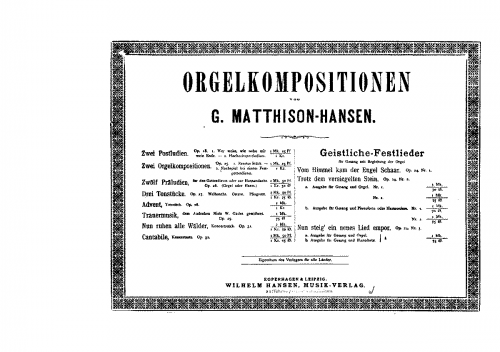 Matthison-Hansen - 3 Tonstücke, Op. 27 - Score