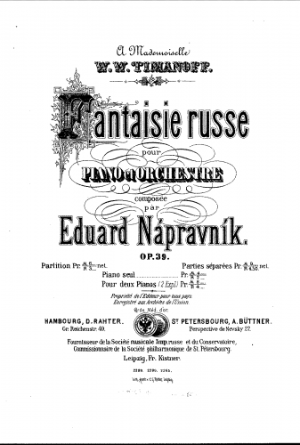 Nápravník - Fantaisie Russe, Op. 39 - Score
