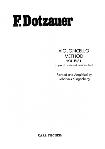 Dotzauer - Violoncello Schule - Tutor - Vol. 1. First and Upper First Position