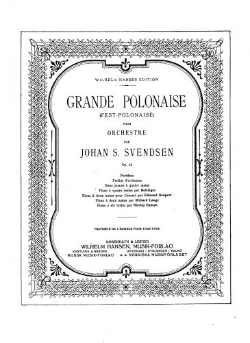 Svendsen - Fest-Polonaise, Op. 12 - For Piano 6 hands (Hansen) - Score
