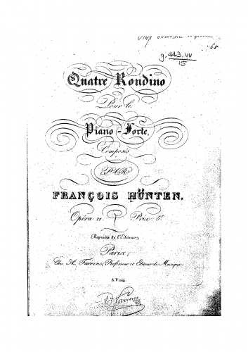 Hünten - 4 Rondinos, Op. 21 - Score