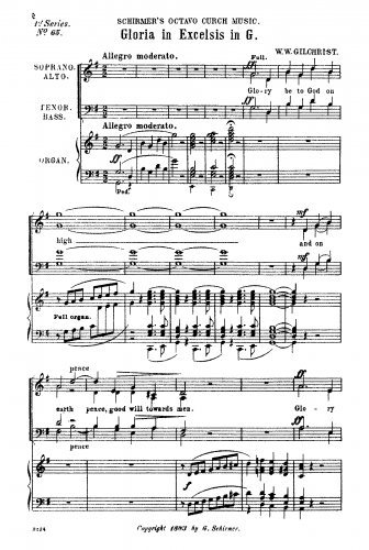 Gilchrist - Gloria in Excelsis, Schleifer 83 - Score