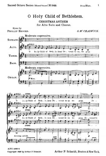 Chadwick - O Holy Child of Bethlehem - Score