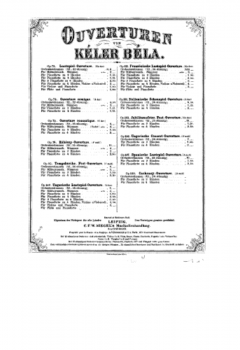 Kéler - Spanische Lustspiel-Ouverture, Op. 137 - For Piano 4 Hands (Unknown) - Score