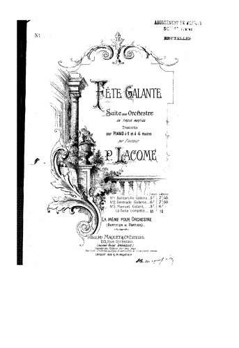 Lacôme d'Estalenx - Fête galante - For Piano 4 hands (LacÃ´me) - Score