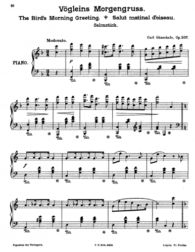 Gänschals - Vogleins Morgengruss, Op. 207 - Score